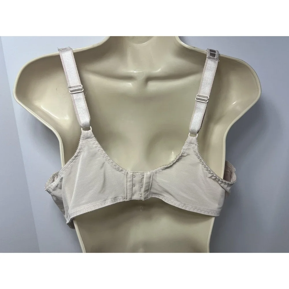 Bali Bra Womens 42C Beige Floral Satin Underwire Minimizer Full Coverage 3562